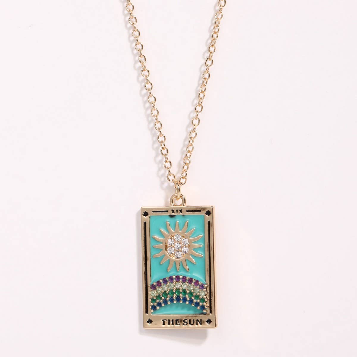 NEW RETRO DIAMOND DROP OIL SQUARE NECKLACE_CWMM3743