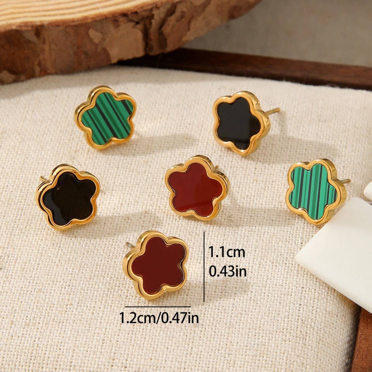 FASHION DOUBLE SIDED FIVE LEAF CLOVER EARRINGS_CWMM3615
