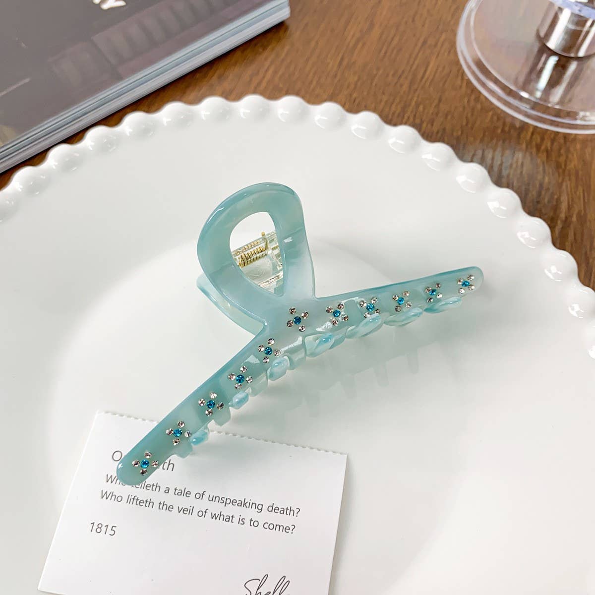 SKY BLUE HAIR CLAW LUXE LARGE RHINESTONE CLIP_CWAHA1595