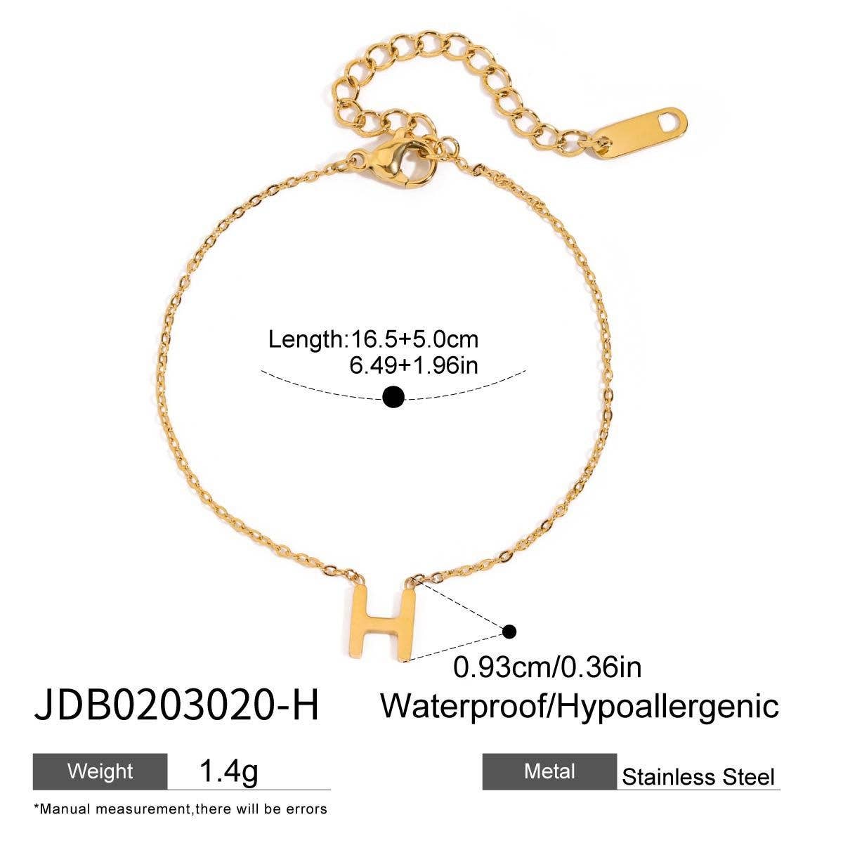 18K GOLD TITANIUM LETTER NECKLACE BRACELET SET_CWAJE4743