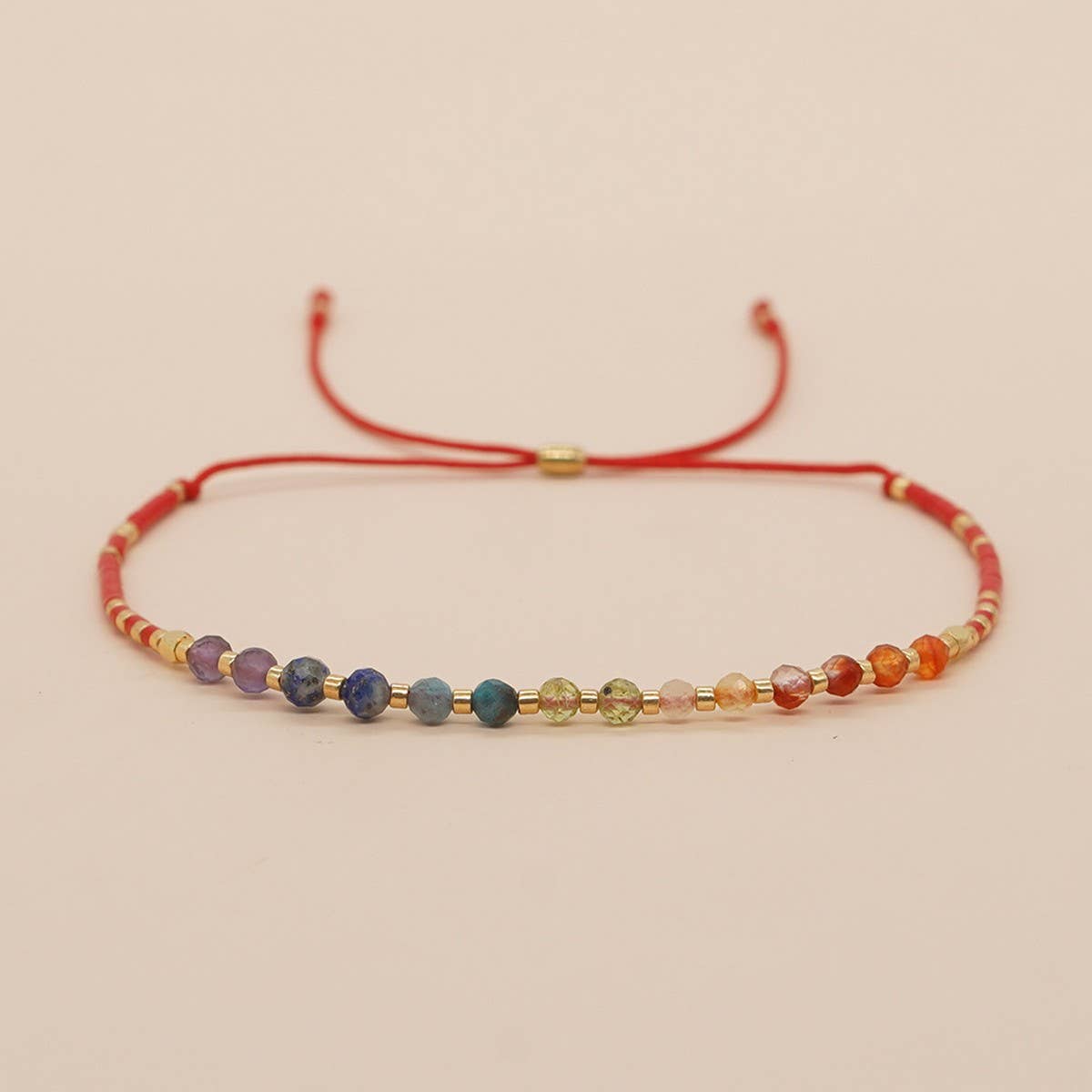 COLORFUL GRADIENT NATURAL STONE RICE BEAD BRACELET_CWMM3849