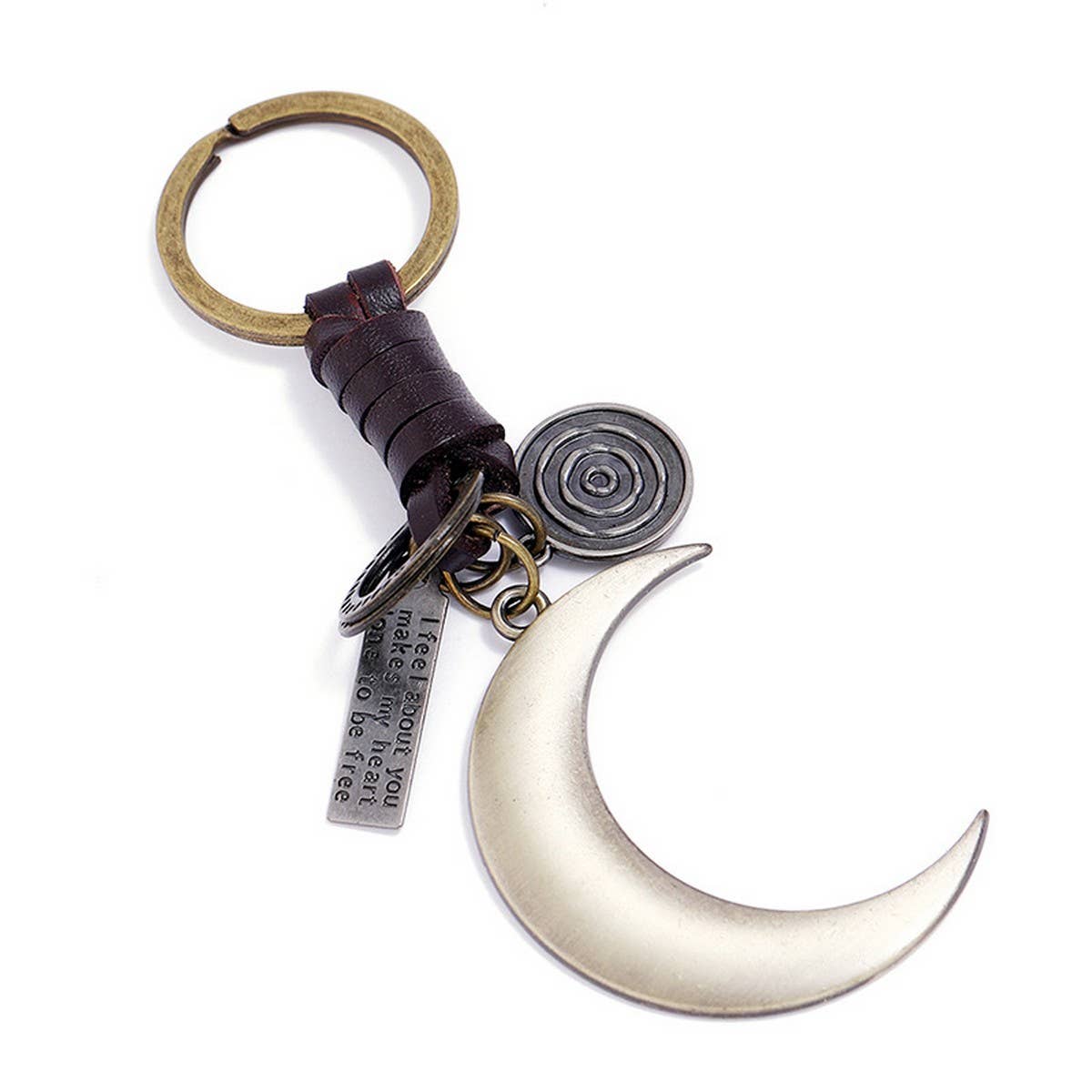 PERSONALIZED CRESCENT MOON PENDANT CAR KEYCHAIN_CWMM4782