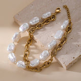 STAINLESS STEEL GOLD PLATED VINTAGE PEARL BRACELET_CWMM3723