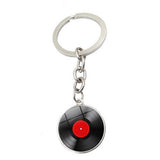BLACK VINYL RECORD TIME GEMSTONE KEYCHAIN PENDANT_CWMM0495