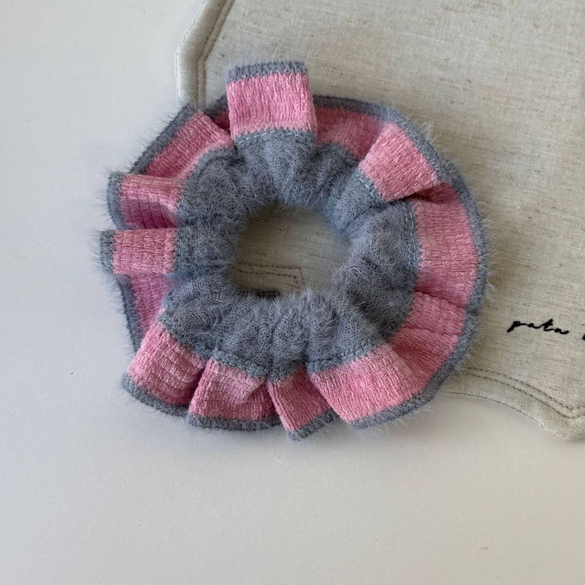 Knitted Fluffy Scrunchie Cozy Winter Hair Tie_Cwaha07874