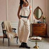 Washed Vintage Straight-Leg Workwear Overalls