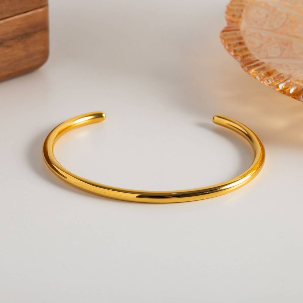Unique 18K Gold Plated Titanium Open Cuff