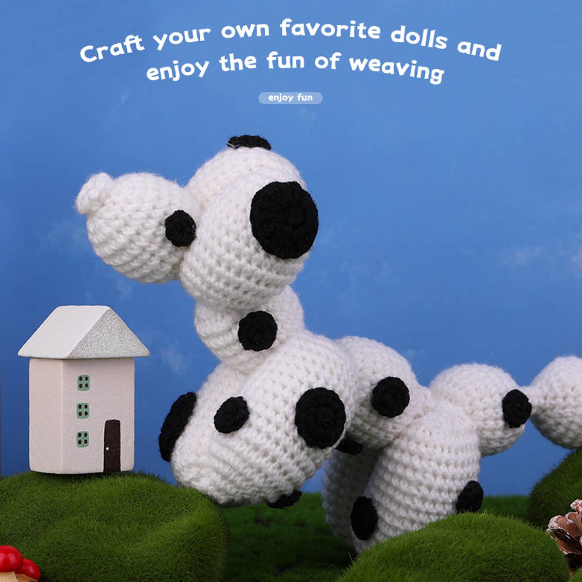 White Balloon Dog Doll Crochet Material Pack_Cwmm0820