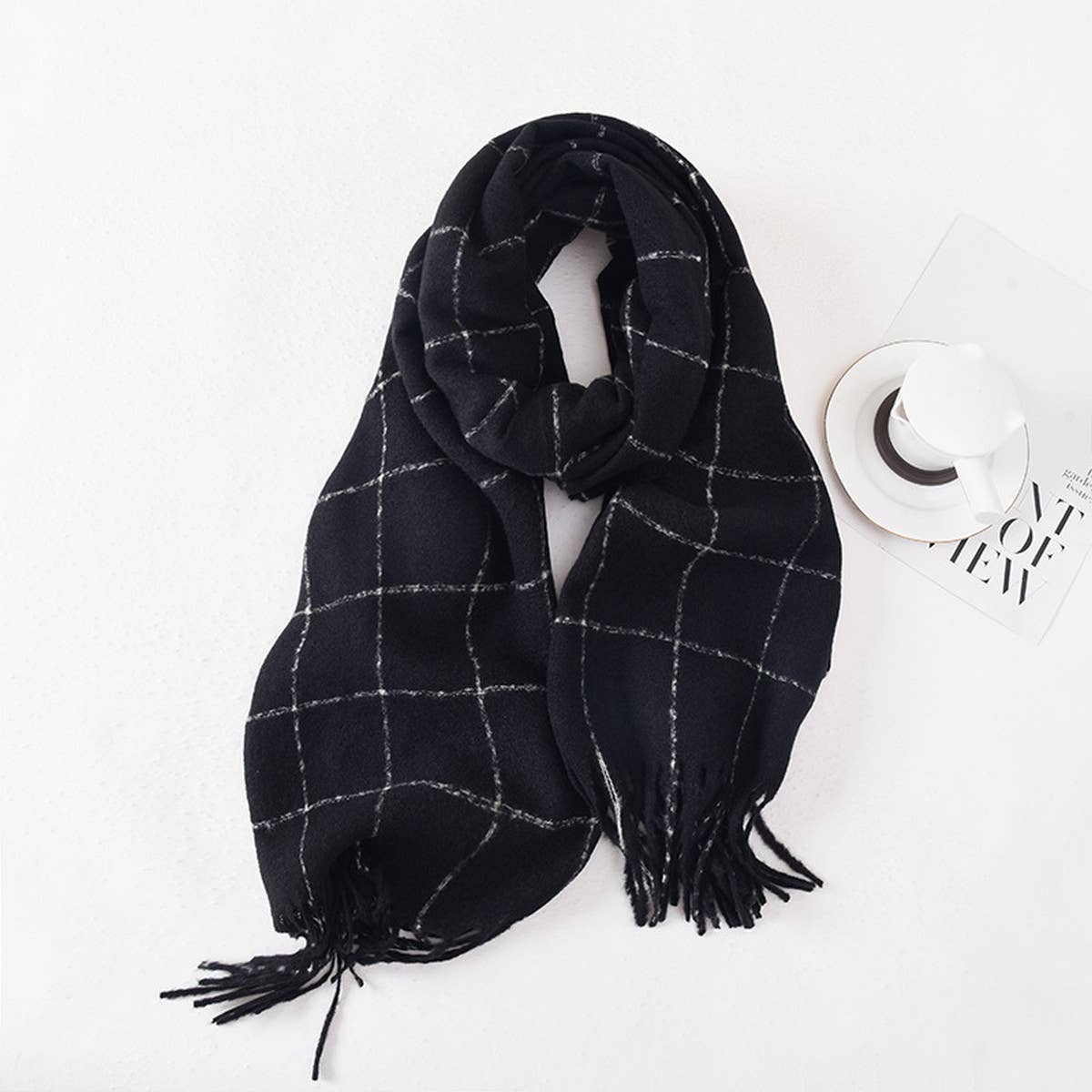 DOUBLE SIDED PLAID SCARF FOR WOMEN WINTER CHIC_CWASC0401
