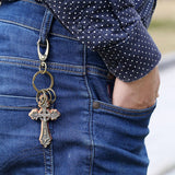 PUNK RETRO CROSS LEATHER PENDANT KEYCHAIN_CWMM4715