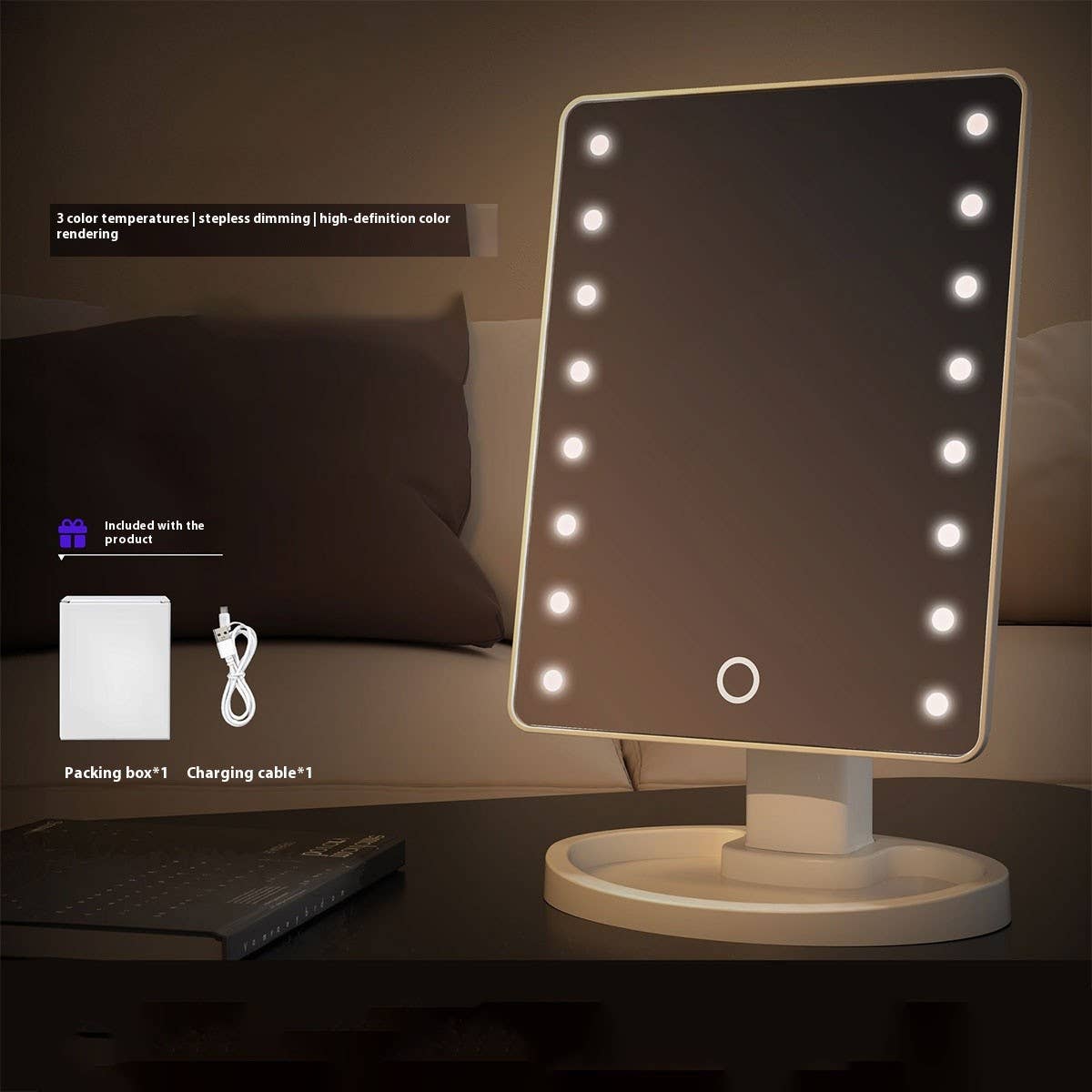 DESKTOP DRESSING MIRROR WITH LED 16 LIGHTS_CWMM5635