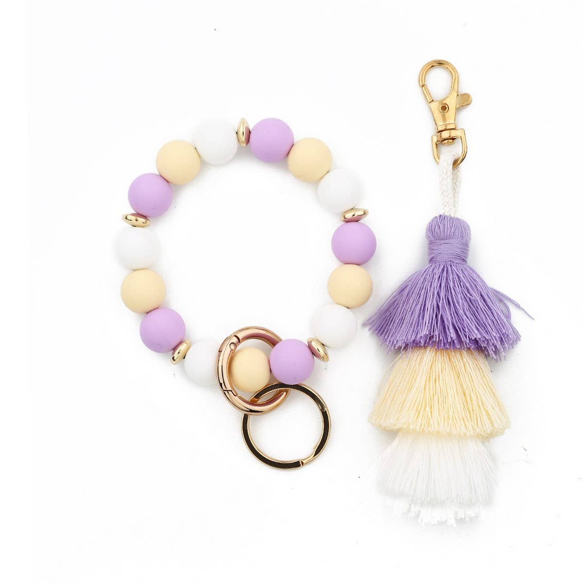 Womens Tassel Silicone Bead Keychain Bracelet_Cwab5029
