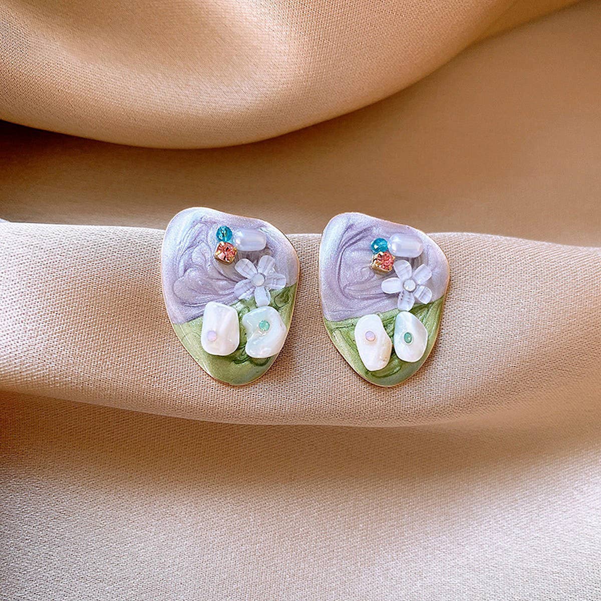 MONET GARDEN OIL PAINTING STYLE EARRINGS_CWAJE2325