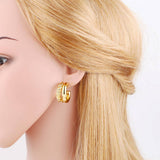 C SHAPED HOLLOW GOLD PLATED EARRINGS_CWAJE1032