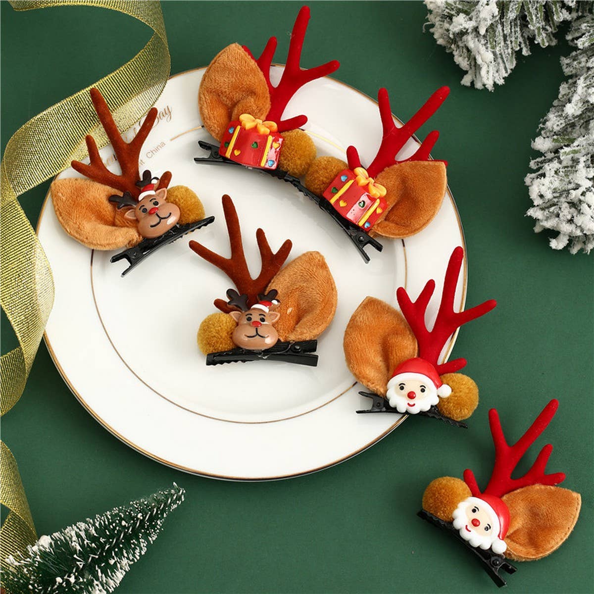 CHRISTMAS CUTE ELK ANTLERS HAIRPIN_CWAHA2747