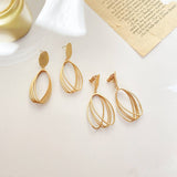 FASHIONABLE MATTE GOLD HOLLOW EARRINGS_CWAJE1630