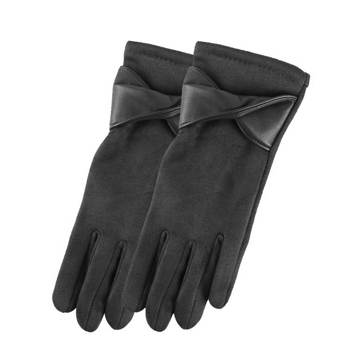 BOW SUEDE GLOVES TOUCHSCREEN WARM WINTER DESIGN_CWMM2883