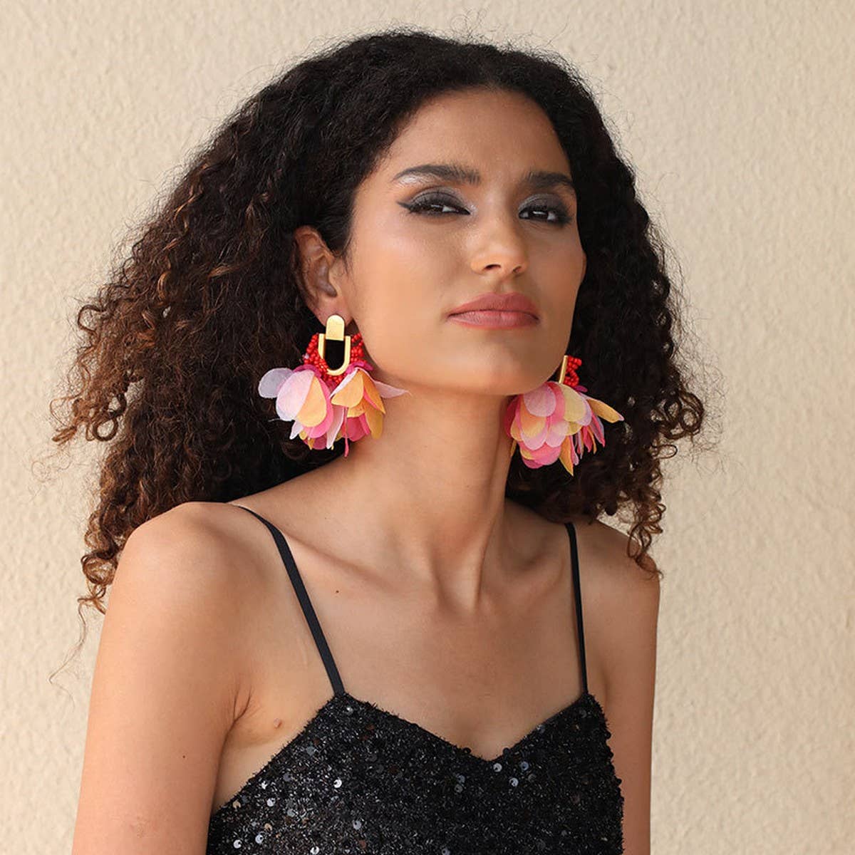 U-Shaped Beaded Tassel Earrings Dopamine Style_Cwmm6167