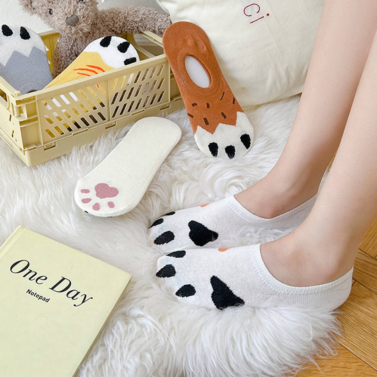 CUTE CAT PAW BOAT SOCKS SUMMER INVISIBLE SOCKS_CWMS0514