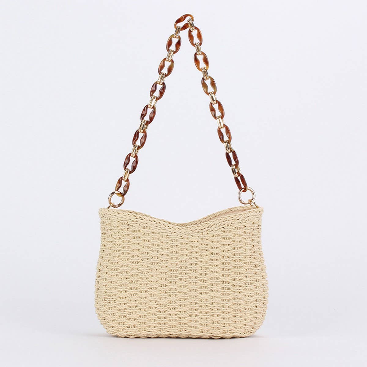 FASHIONABLE AND SIMPLE SOLID COLOR STRAW BAG_CWAB4702