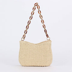 FASHIONABLE AND SIMPLE SOLID COLOR STRAW BAG_CWAB4702