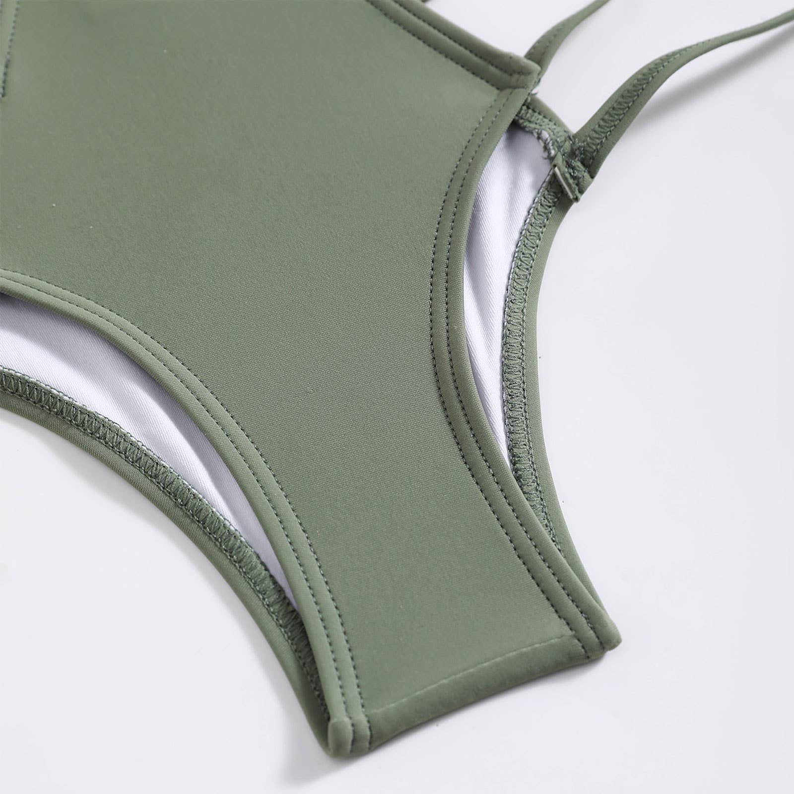 METAL RING BIKINI SET SOLID COLOR SWIMSUIT_CWMW0717