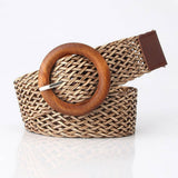 Cwabe0932_Fashionable Braided Wooden Buckle Belt