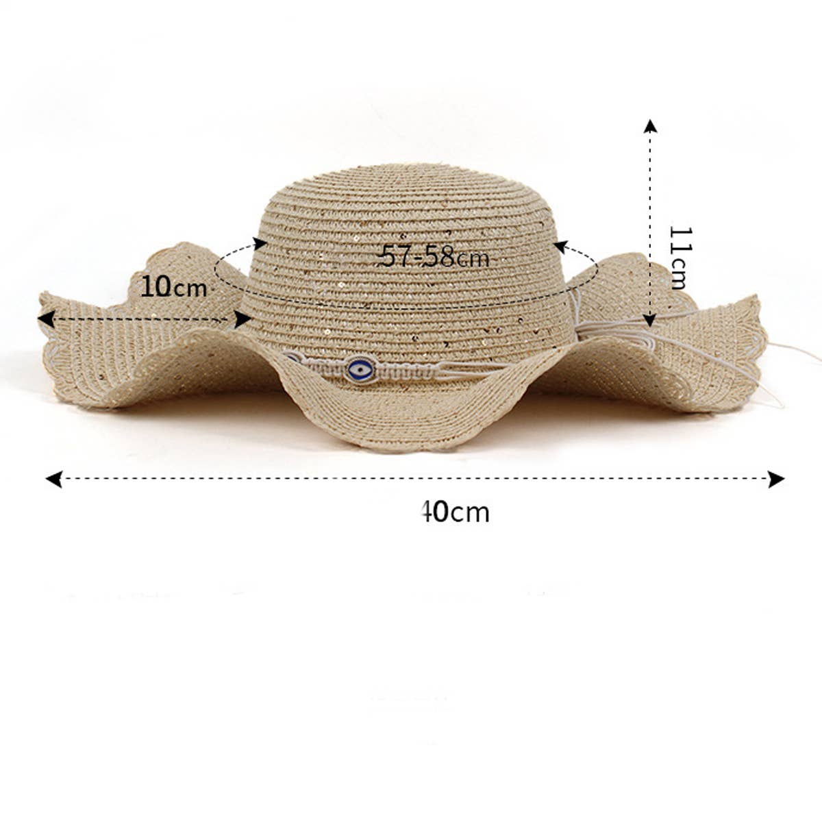 Women Casual Visor Dome Wave Brim Straw Hat_Cwah1197