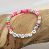 COLORFUL POLYMER CLAY LETTER BEADED BRACELET_CWMM3570