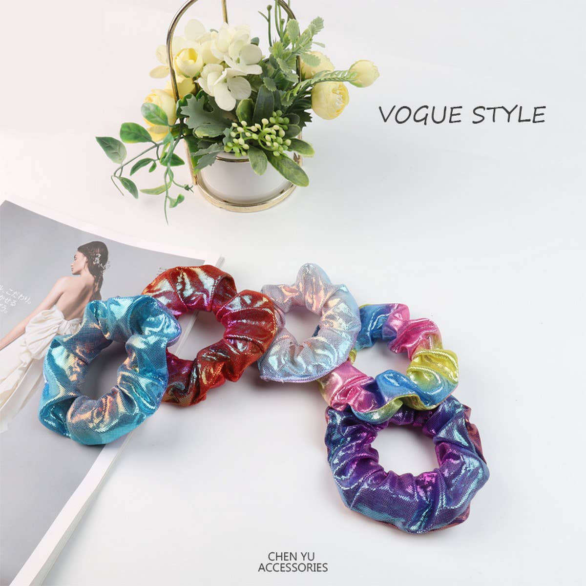 FASHIONABLE GLITTER LARGE INTESTINE HAIR TIE_CWAHA0869