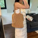 NEW STYLE HOLLOW SHOULDER TASSEL BEACH STRAW BAG_CWAB1862