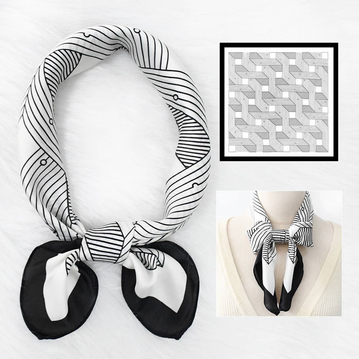 GEOMETRIC SCARF ELEGANT PRINT SQUARE FOR WOMEN_CWASC1166