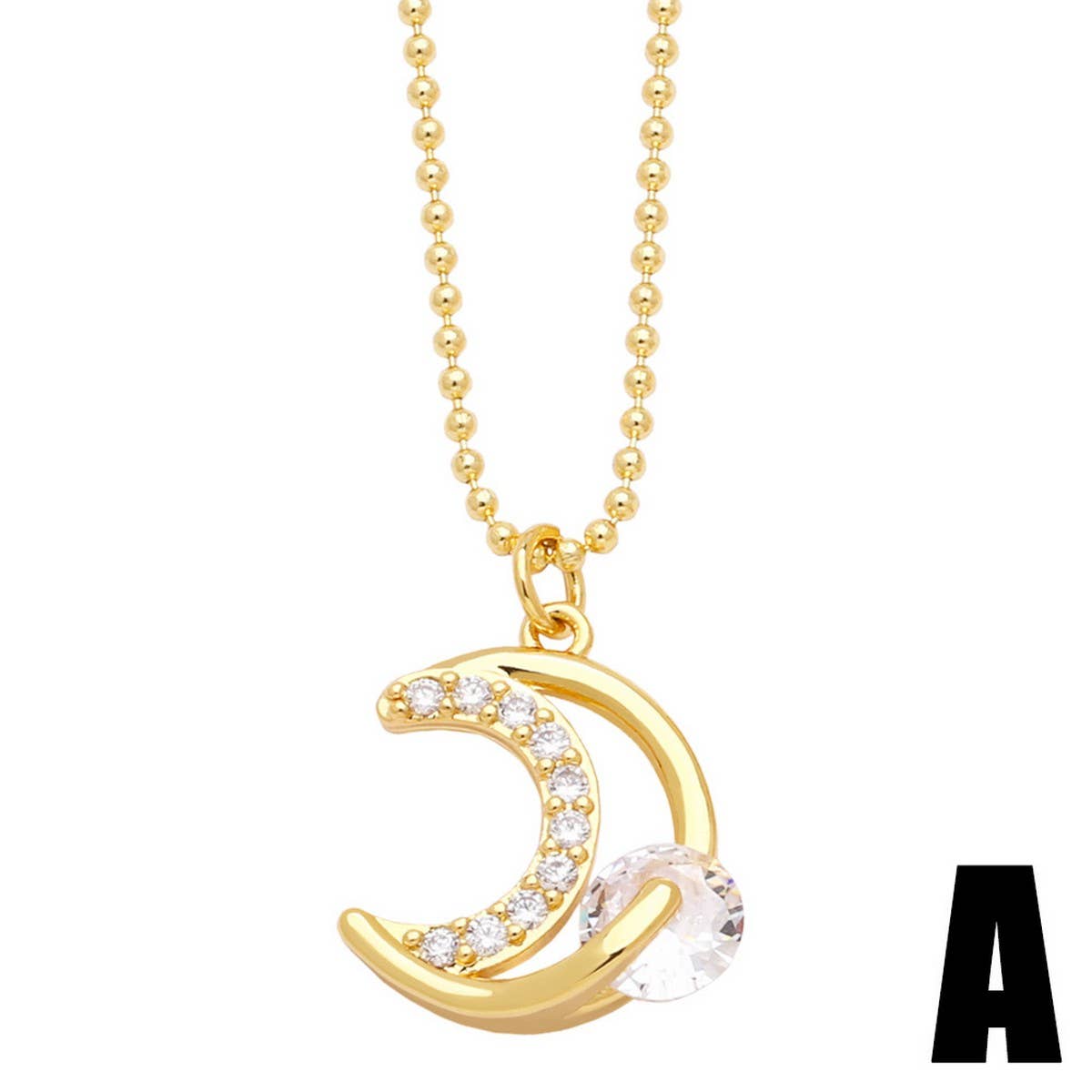MOON STAR HEART PENDANT NECKLACE_CWAJE0915