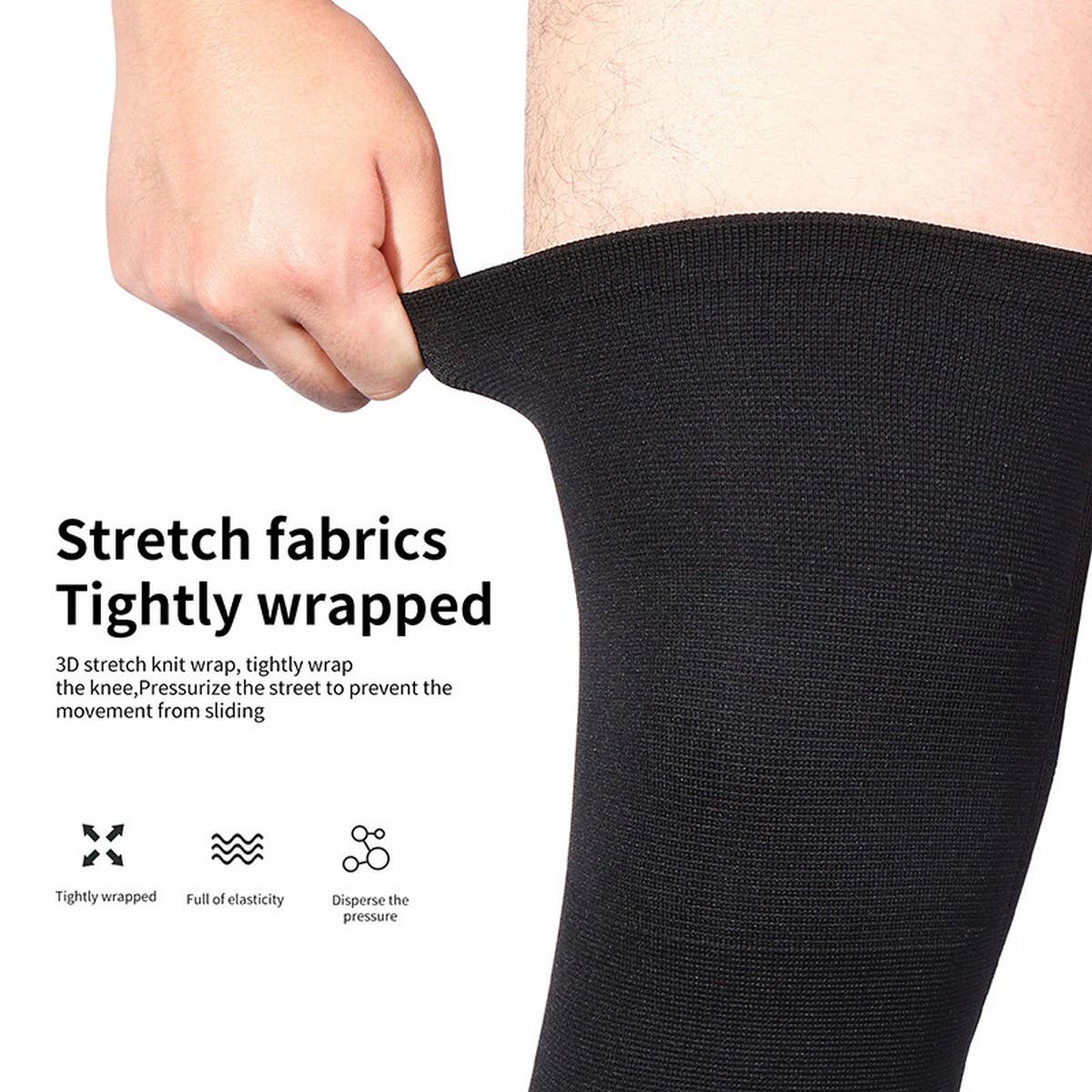 FOUR WAY STRETCH BLACK KNEE SLEEVE FOR SPORTS_CWMM7894