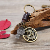 HAND WOVEN VINTAGE LEATHER KEYCHAIN_CWMM4788