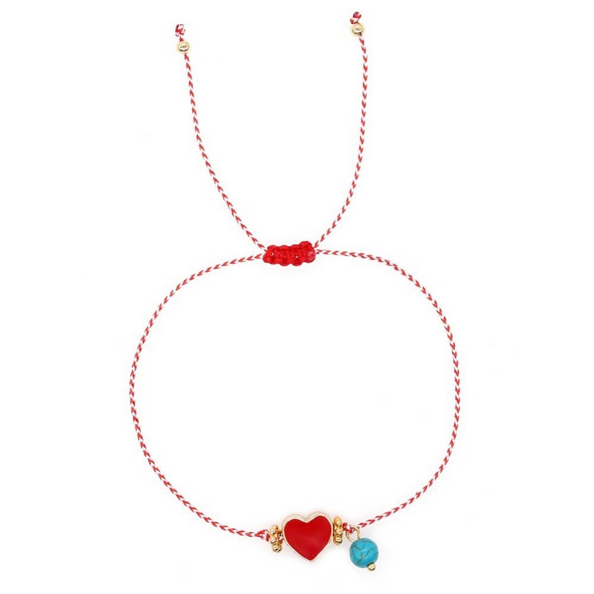 White Eyes Turquoise Red And White Rope Bracelet_Cwmm3797