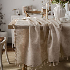 HOUSEHOLD SOLID COLOR KHAKI TASSEL DINING TABLE_CWMM0941