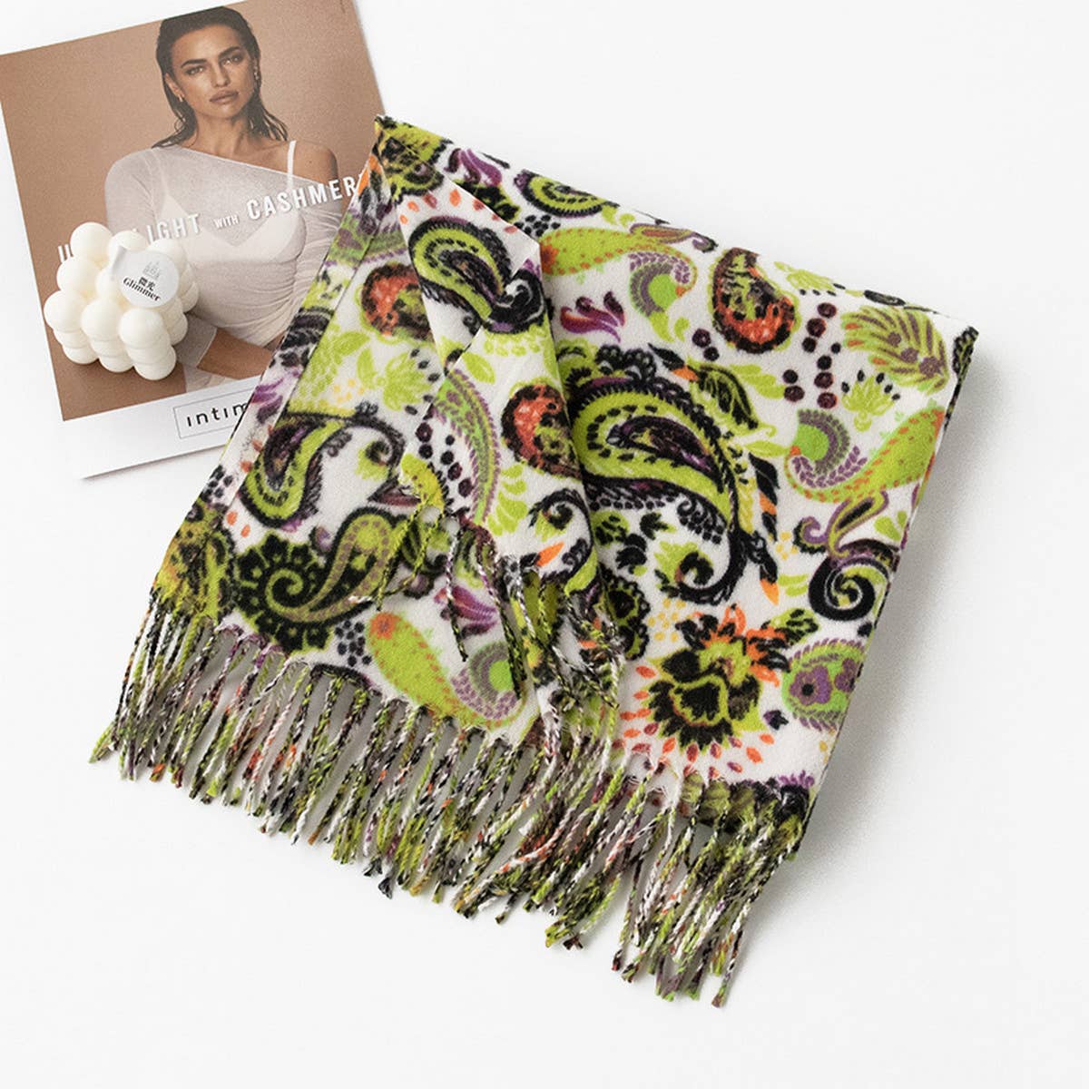 SOFT PAISLEY SCARF ELEGANT TASSEL WRAP FOR WOMEN_CWASC0920
