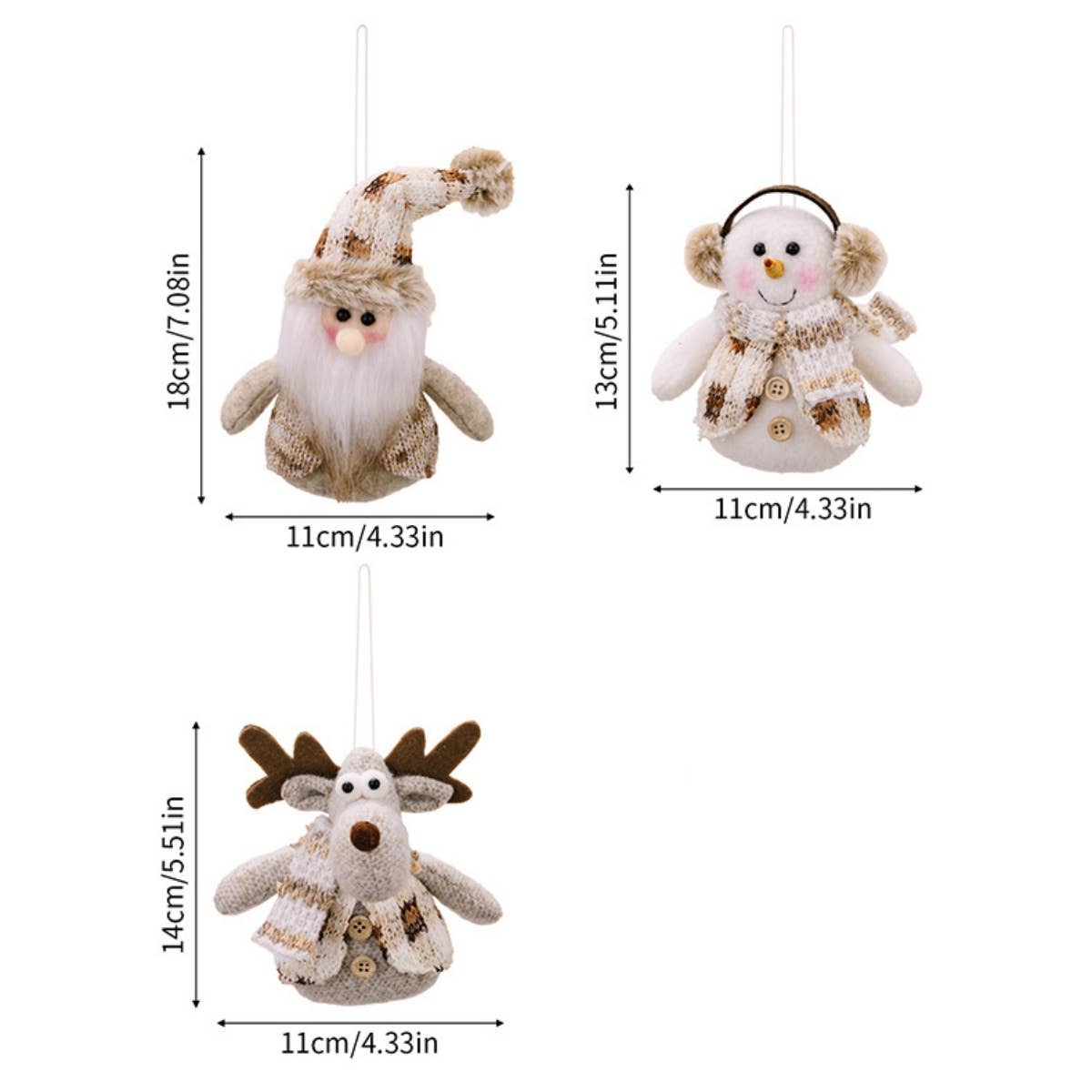 Cwasc1948_Christmas Tree Santa Claus Snowman Deer Pendant