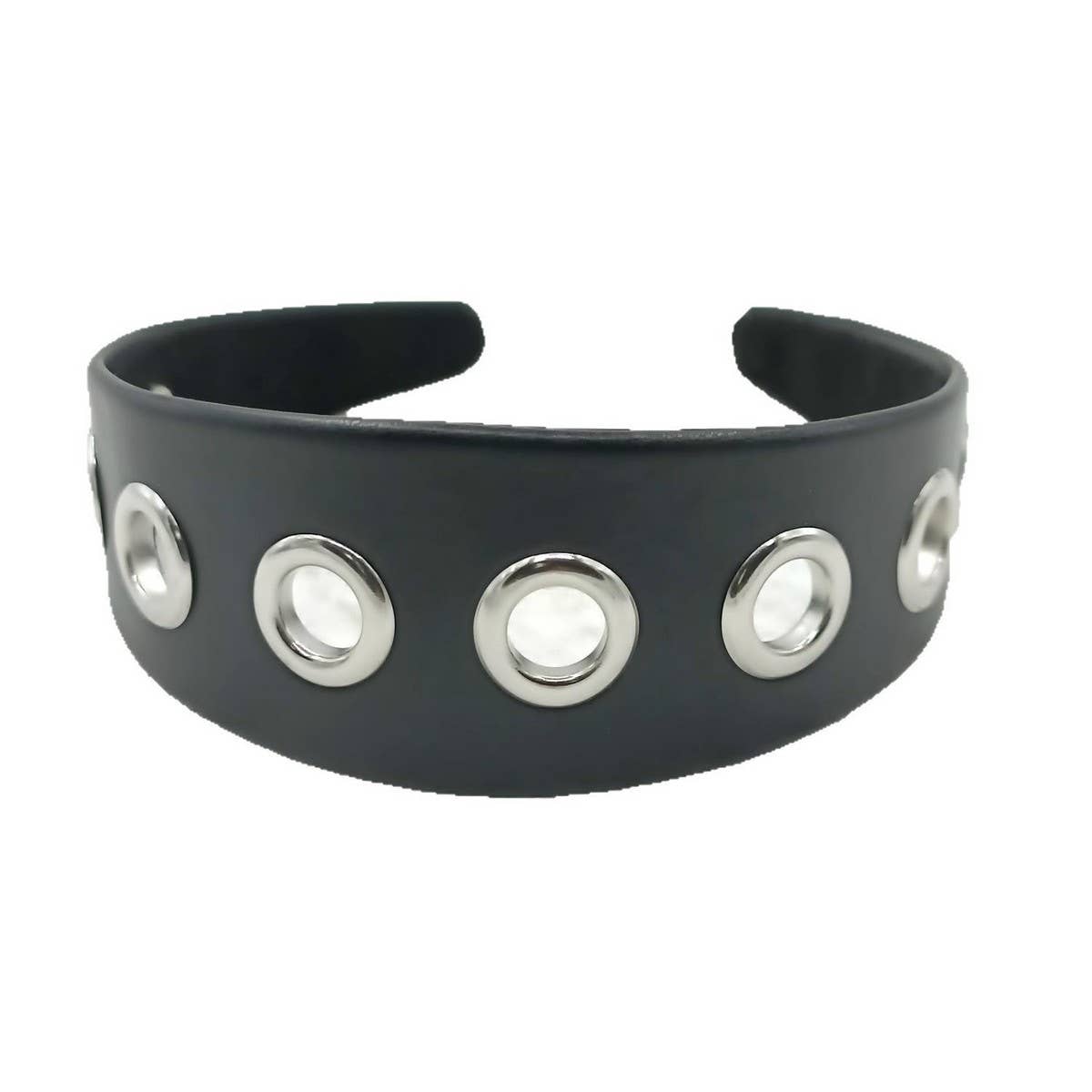 ELEGANT PUNK WIDE PU HEADBAND WITH LARGE STUDS_CWAHA6316