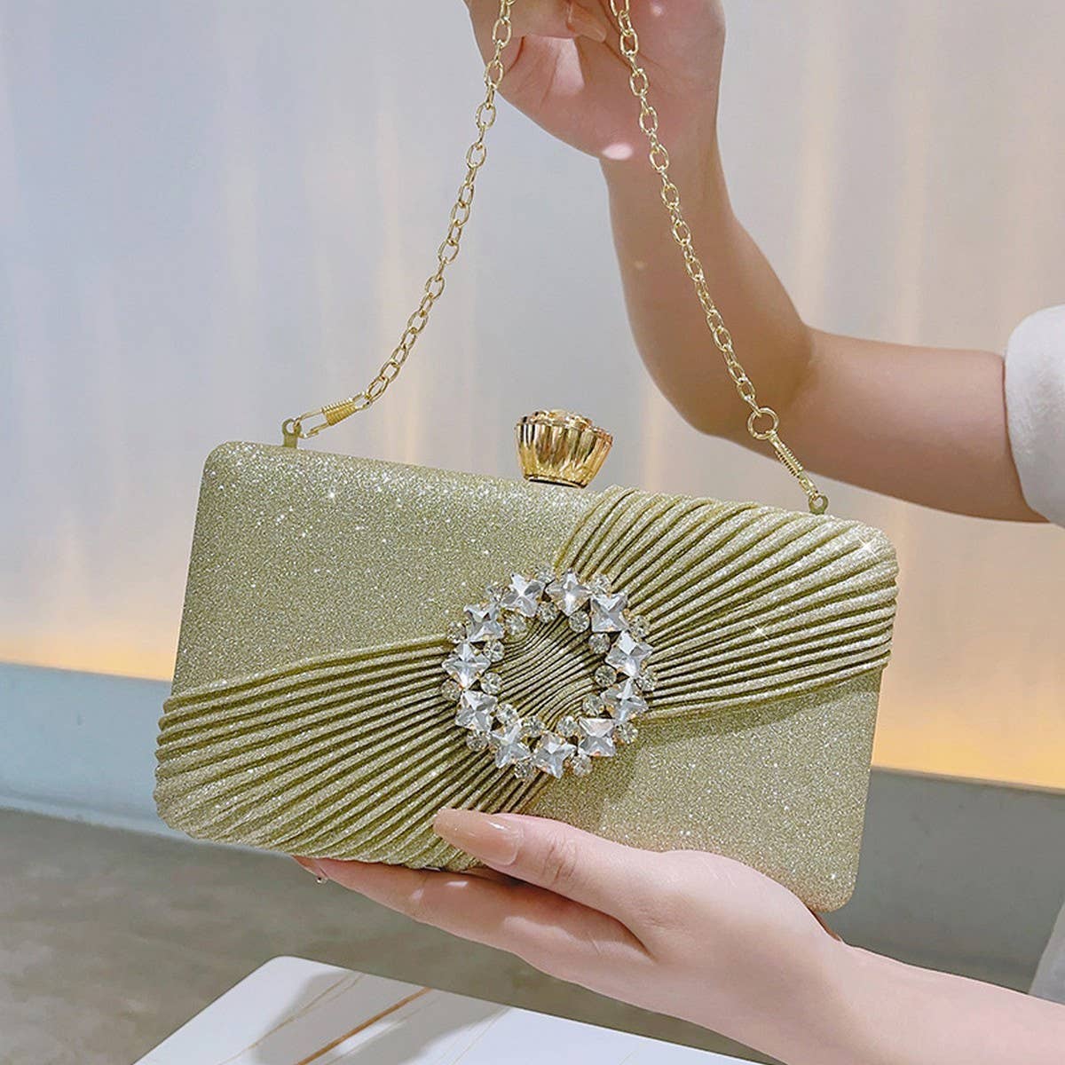 2024 NEW RHINESTONE RING PLEATED CLUTCH_CWAB2525