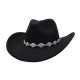 ETHNIC FELT COWBOY HAT WESTERN FEDORA_CWAH04430