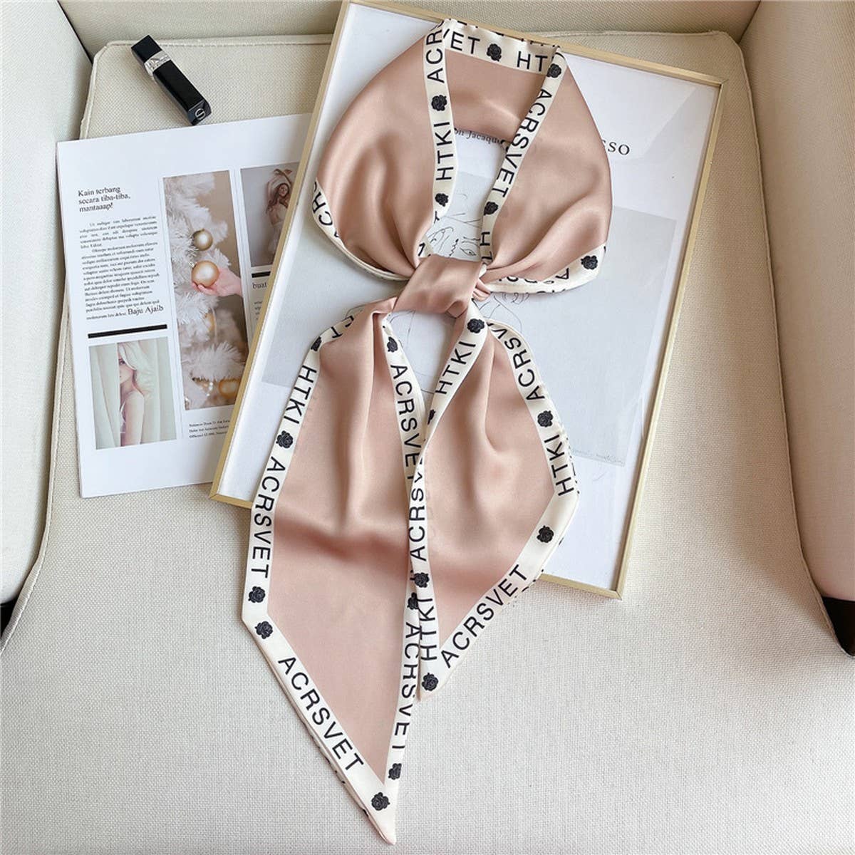 Wide Bevel Scarf With Printed Pattern Head Scarf_Cwasc1528