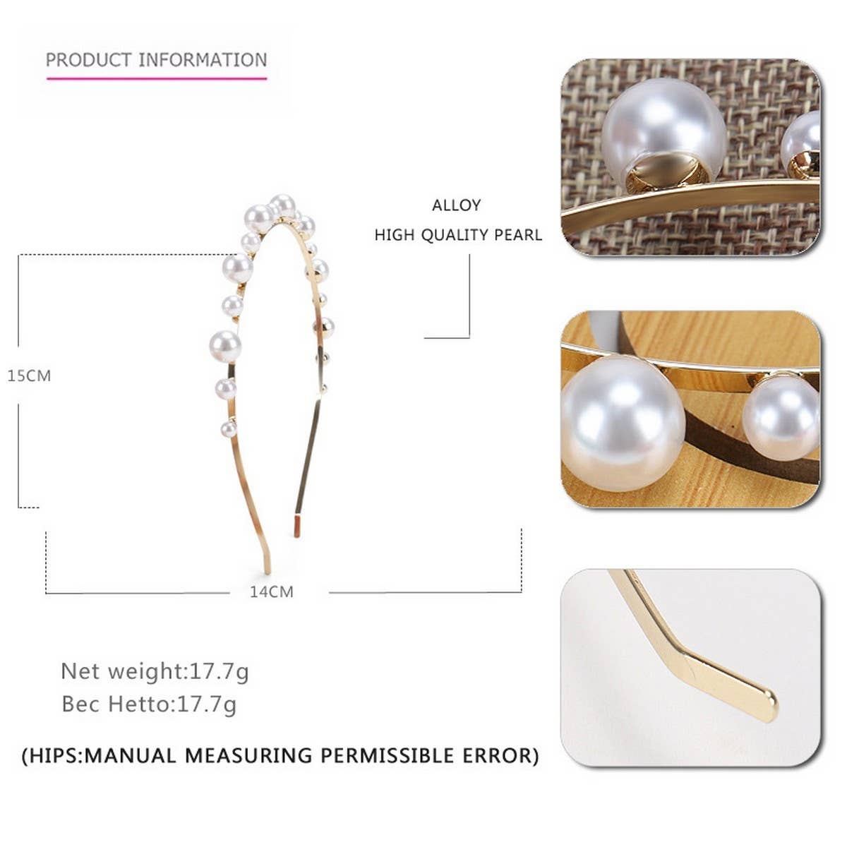 ALLOY PEARL HEADBAND HEADBAND CUTE HAIRPIN_CWAHA4386