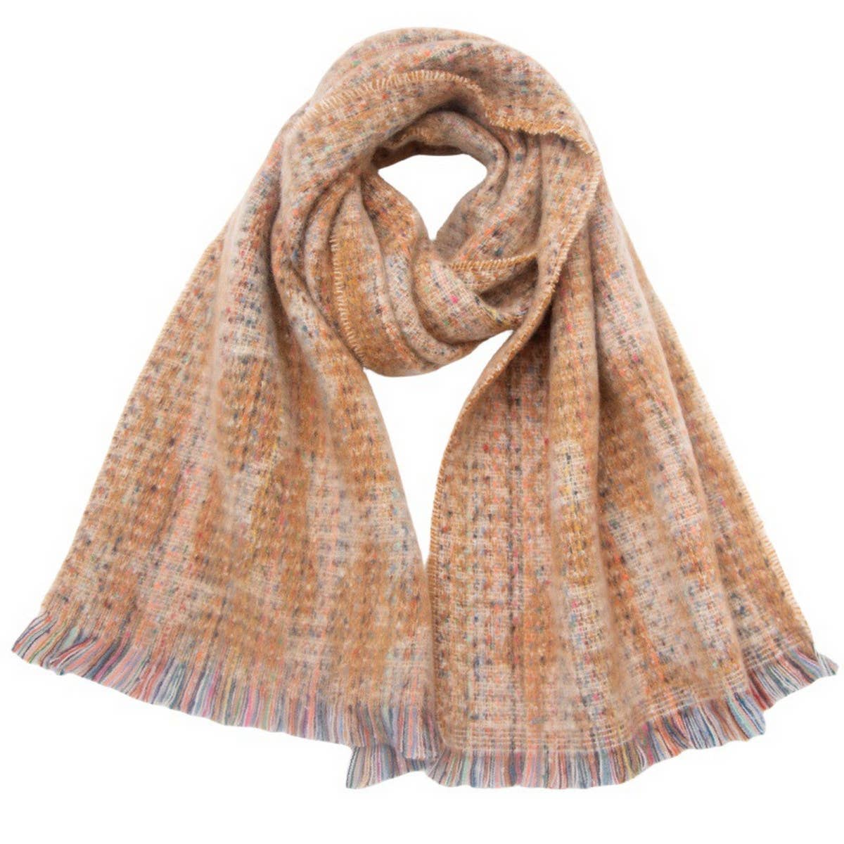 LEOPARD JACQUARD SCARF FRINGE WINTER WRAP_CWASC0872
