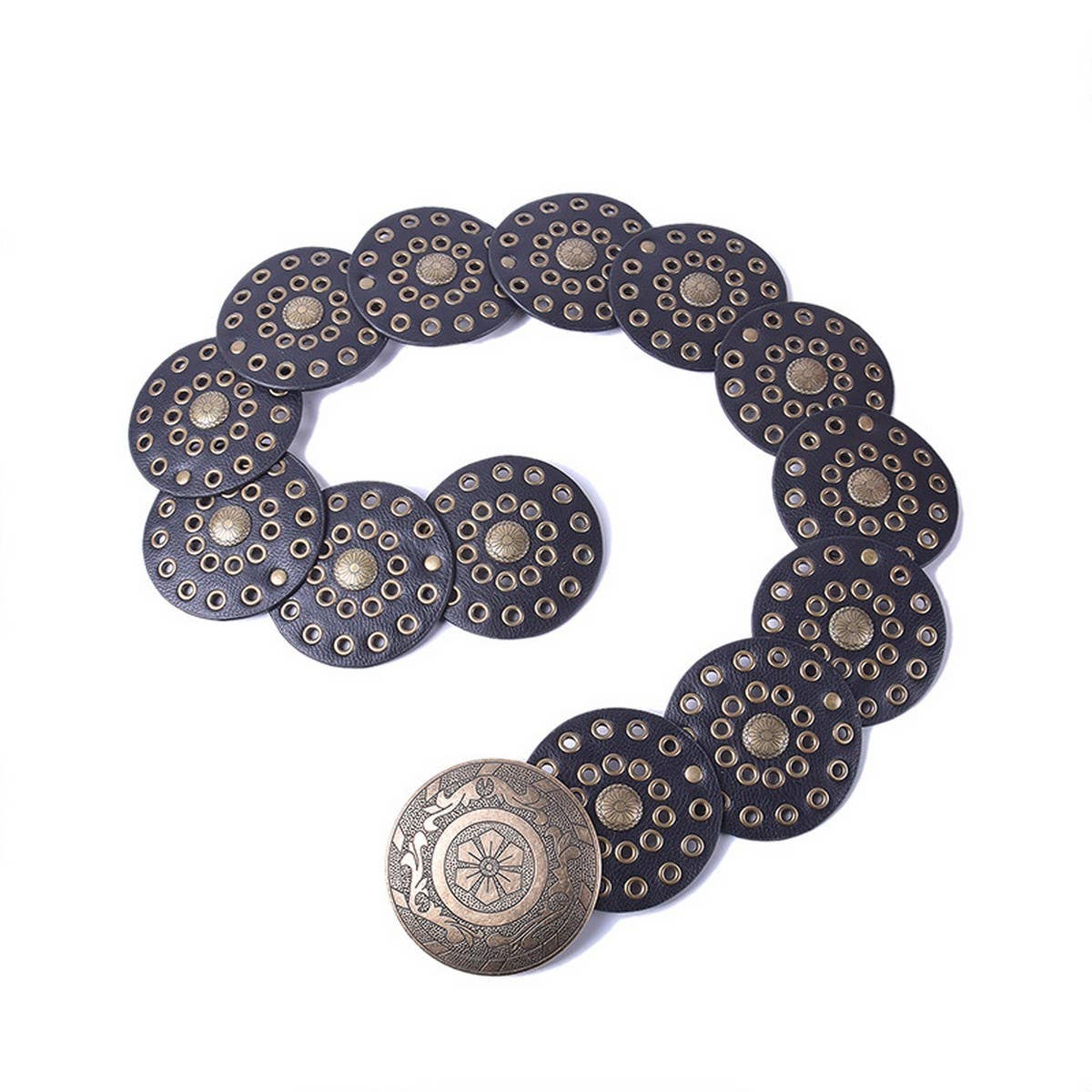 NEW RETRO FASHION RIVET EYELET DISC BELT_CWABE0488