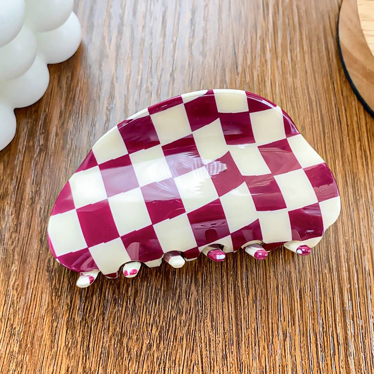 3.23"Checkered Hair Claw Clip_Cwaha0313