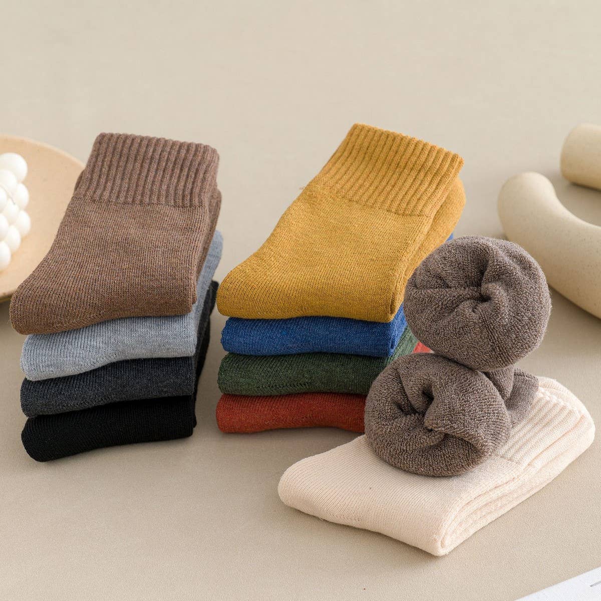 Winter Plus Velvet Thick Warm Terry Mid-Tube Socks_Cwms1391