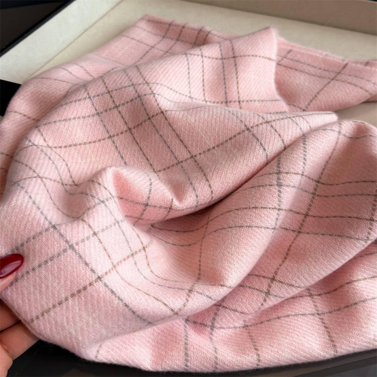 Chic Plaid Tassel Scarf Soft Cashmere Feel Wrap_ Cwasc03271