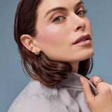 GOLD STRIPED FAN SHAPED STAINLESS STEEL STUDS_CWAJE5001